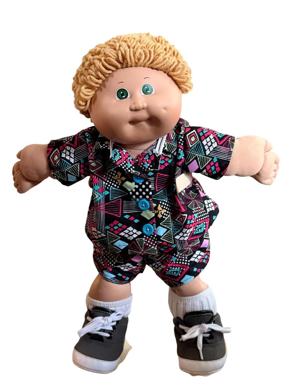 Vintage Cabbage Patch Kids Doll Head Mold #3 Blonde Yarn Hair Green Eyes